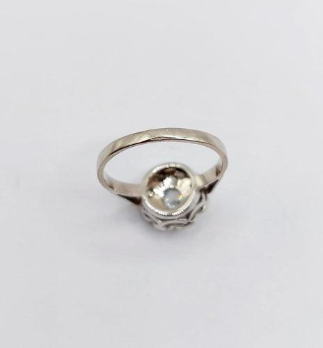Bague 53 Bague marguerite Art déco en or blanc 18k et diamants taille rose 58 Facettes A08030