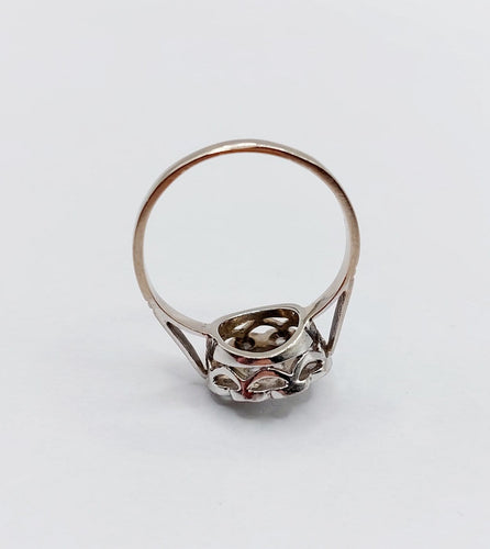 Bague 53 Bague marguerite Art déco en or blanc 18k et diamants taille rose 58 Facettes A08030