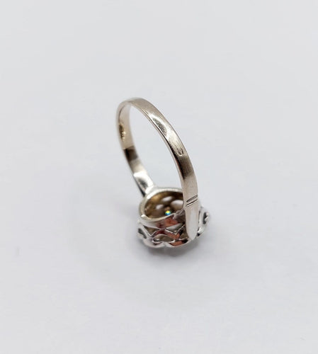 Bague 53 Bague marguerite Art déco en or blanc 18k et diamants taille rose 58 Facettes A08030