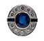 Bague 58 Bague cible Art déco en or blanc 18k, saphir 3 ct et diamants 1,50 ct 58 Facettes A08031
