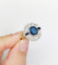 Bague 58 Bague cible Art déco en or blanc 18k, saphir 3 ct et diamants 1,50 ct 58 Facettes A08031