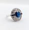 Bague 58 Bague cible Art déco en or blanc 18k, saphir 3 ct et diamants 1,50 ct 58 Facettes A08031