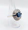 Bague 58 Bague cible Art déco en or blanc 18k, saphir 3 ct et diamants 1,50 ct 58 Facettes A08031