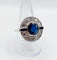 Bague 58 Bague cible Art déco en or blanc 18k, saphir 3 ct et diamants 1,50 ct 58 Facettes A08031