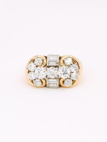 Bague 52.5 Bague godronnée vintage en or jaune 18k et diamants 58 Facettes 1142.6
