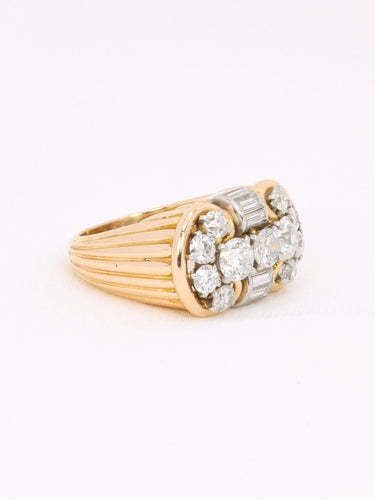 Bague 52.5 Bague godronnée vintage en or jaune 18k et diamants 58 Facettes 1142.6