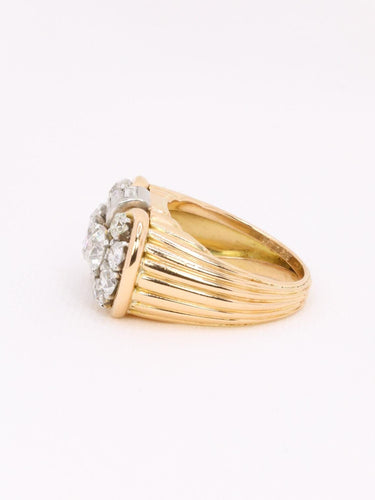 Bague 52.5 Bague godronnée vintage en or jaune 18k et diamants 58 Facettes 1142.6
