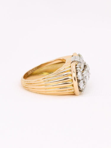 Bague 52.5 Bague godronnée vintage en or jaune 18k et diamants 58 Facettes 1142.6