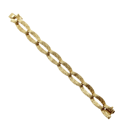 Bracelet Zelman & Friedman - Bracelet vintage en or 14 carats à maillons allongés texturés 58 Facettes 11241