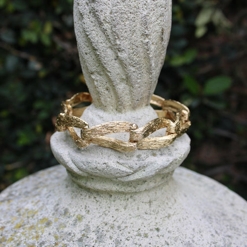 Bracelet Zelman & Friedman - Bracelet vintage en or 14 carats à maillons allongés texturés 58 Facettes 11241