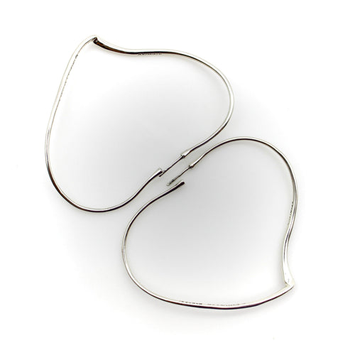 Boucles d'oreilles Tiffany & Co. - Créoles Elsa Peretti Open Heart en argent sterling 58 Facettes