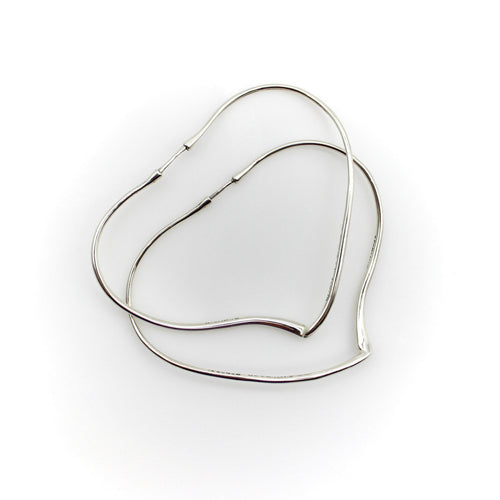 Boucles d'oreilles Tiffany & Co. - Créoles Elsa Peretti Open Heart en argent sterling 58 Facettes