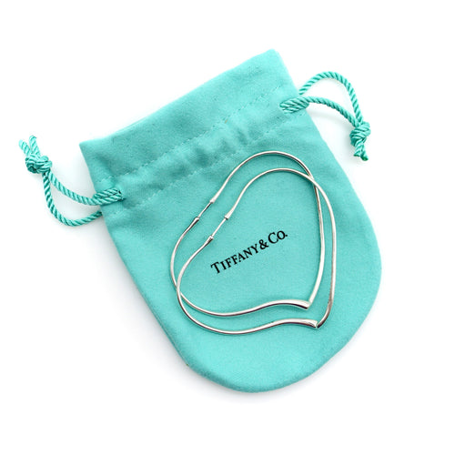 Boucles d'oreilles Tiffany & Co. - Créoles Elsa Peretti Open Heart en argent sterling 58 Facettes