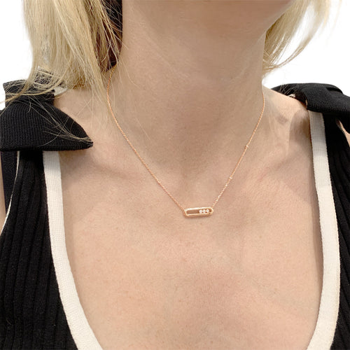 Collier Messika - Collier Baby Move en or rose 750 et diamants 58 Facettes 36082