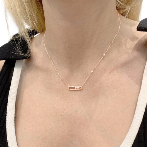 Collier Messika - Collier Baby Move en or rose 750 et diamants 58 Facettes 36082