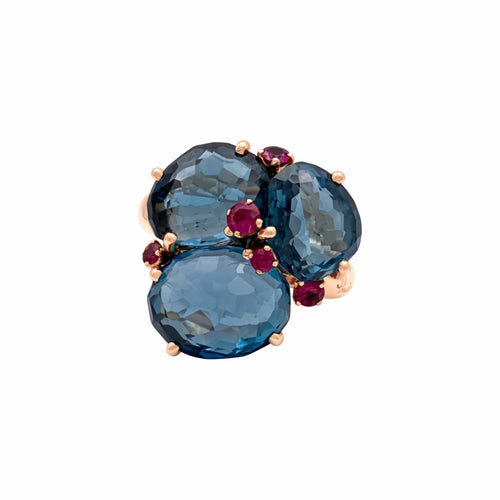 Bague 55 Pomellato - Bague Bahia en or rose 750, topazes bleu London et saphirs roses 58 Facettes 36024