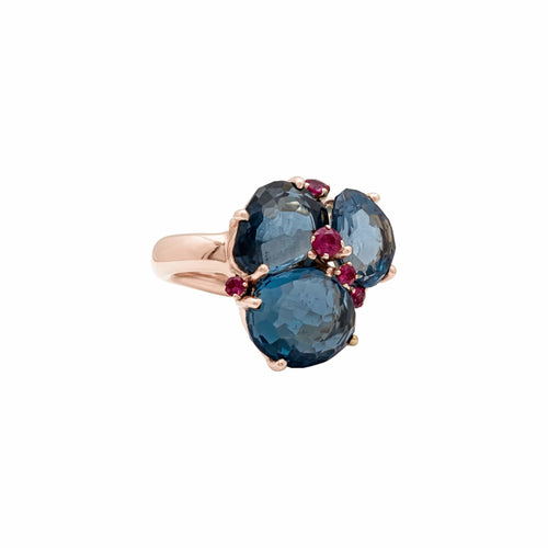 Bague 55 Pomellato - Bague Bahia en or rose 750, topazes bleu London et saphirs roses 58 Facettes 36024