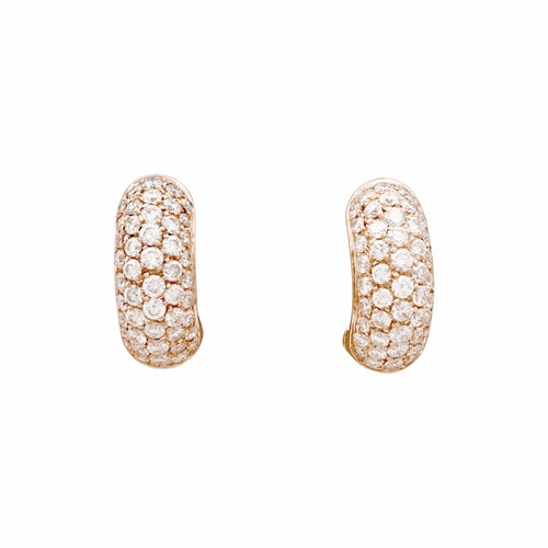 Boucles d'oreilles Wempe - Boucles d’oreilles créoles bombées en or rose 750/000 et diamants 58 Facettes 36044