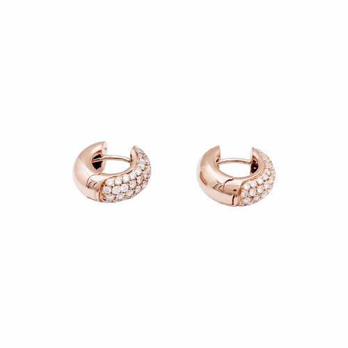 Boucles d'oreilles Wempe - Boucles d’oreilles créoles bombées en or rose 750/000 et diamants 58 Facettes 36044