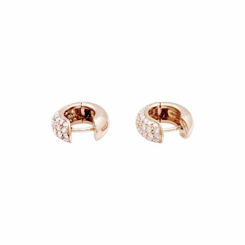 Boucles d'oreilles Wempe - Boucles d’oreilles créoles bombées en or rose 750/000 et diamants 58 Facettes 36044