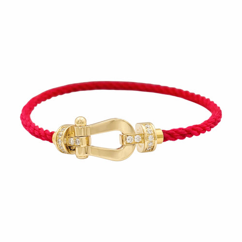 Bracelet Fred - Bracelet Force 10, moyen modèle, semi-pavé, or jaune et diamants 58 Facettes 36043