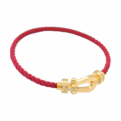 Bracelet Fred - Bracelet Force 10, moyen modèle, semi-pavé, or jaune et diamants 58 Facettes 36043