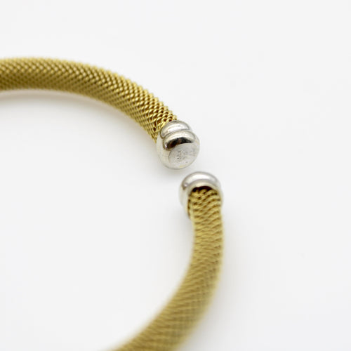 Bracelet Bracelet manchette vintage en or jaune 14 carats, diamants et détails en or blanc 58 Facettes 11243