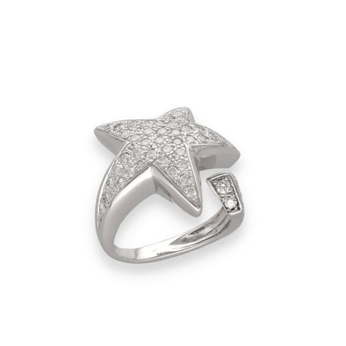 Bague Bague étoile pavée de diamants en or blanc 18k, 0,80 ct, taille 50/51 58 Facettes FB11274