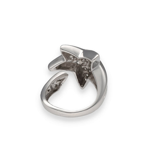 Bague Bague étoile pavée de diamants en or blanc 18k, 0,80 ct, taille 50/51 58 Facettes FB11274