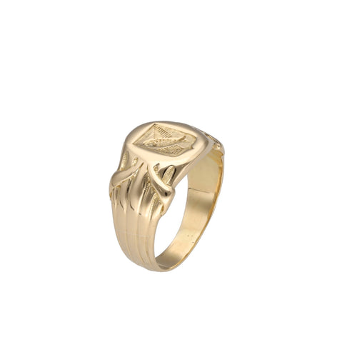 Bague 62 Chevalière - Or jaune 18k massif, écusson gravé d’un poisson, taille 62 58 Facettes FB12019
