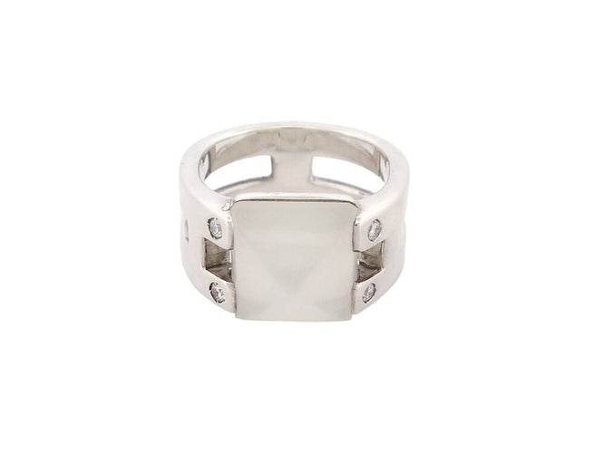 Bague 54 Hermès - Bague Médor en argent 925, pierre de lune et diamants, taille 54 58 Facettes 277602