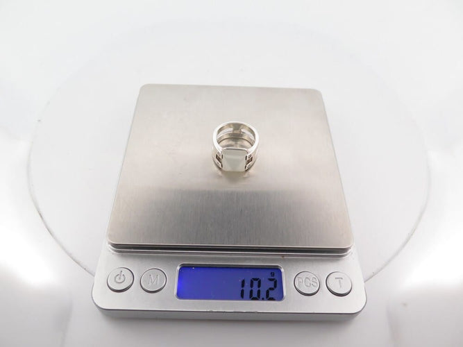 Bague 54 Hermès - Bague Médor en argent 925, pierre de lune et diamants, taille 54 58 Facettes 277602