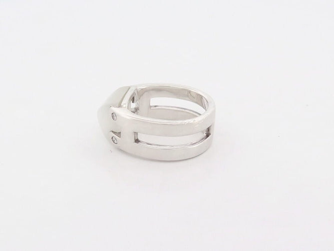 Bague 54 Hermès - Bague Médor en argent 925, pierre de lune et diamants, taille 54 58 Facettes 277602