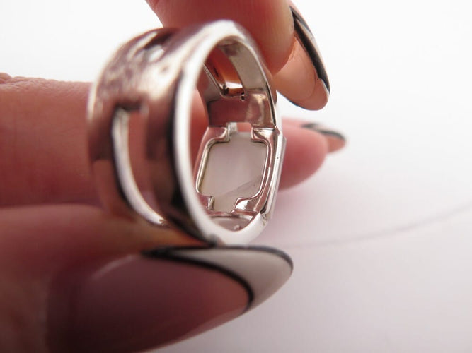 Bague 54 Hermès - Bague Médor en argent 925, pierre de lune et diamants, taille 54 58 Facettes 277602