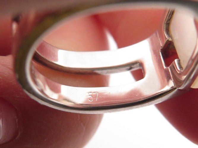 Bague 54 Hermès - Bague Médor en argent 925, pierre de lune et diamants, taille 54 58 Facettes 277602