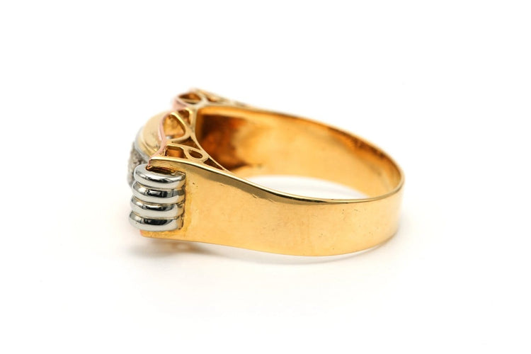 Bague 58 Bague Art déco en or jaune et blanc 18 carats, diamants taille rose 58 Facettes 23811
