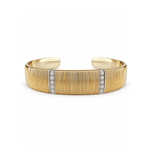 Bracelet Hermès - Bracelet jonc demi-ouvert en or jaune et blanc 18k avec diamants 58 Facettes 50239