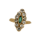 Bague 52 Bague navette vintage en or jaune 18k, émeraude et diamants 58 Facettes