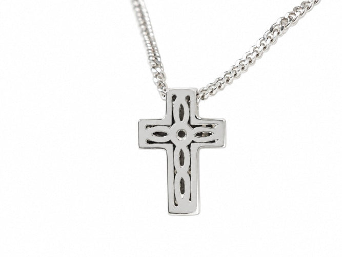 Collier Collier croix en or blanc 18 carats avec diamants, chaîne de 44,5 cm 58 Facettes 33880