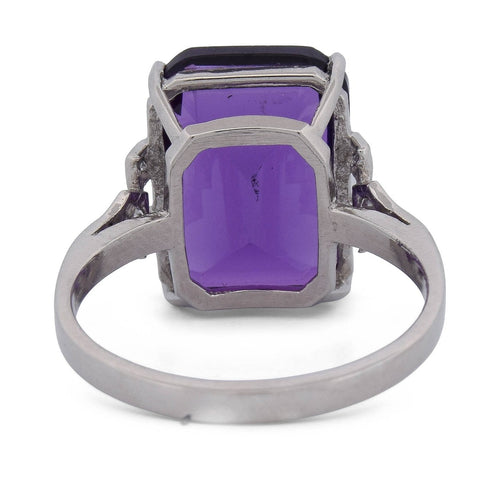 Bague 53 Bague vintage en platine avec améthyste et diamants 58 Facettes AN611 (0559)