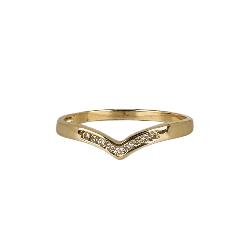 Bague 63 Bague en or jaune 14k en V avec diamants 58 Facettes 2608003