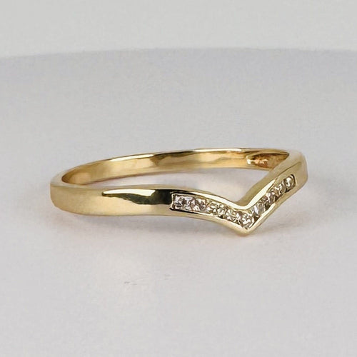 Bague 63 Bague en or jaune 14k en V avec diamants 58 Facettes 2608003