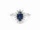Bague 50 Bague Marguerite - Saphir bleu 1 ct, diamants et or blanc 18 carats 58 Facettes 33885