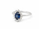 Bague 50 Bague Marguerite - Saphir bleu 1 ct, diamants et or blanc 18 carats 58 Facettes 33885