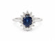 Bague 50 Bague Marguerite - Saphir bleu 1 ct, diamants et or blanc 18 carats 58 Facettes 33885