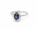 Bague 50 Bague Marguerite - Saphir bleu 1 ct, diamants et or blanc 18 carats 58 Facettes 33885