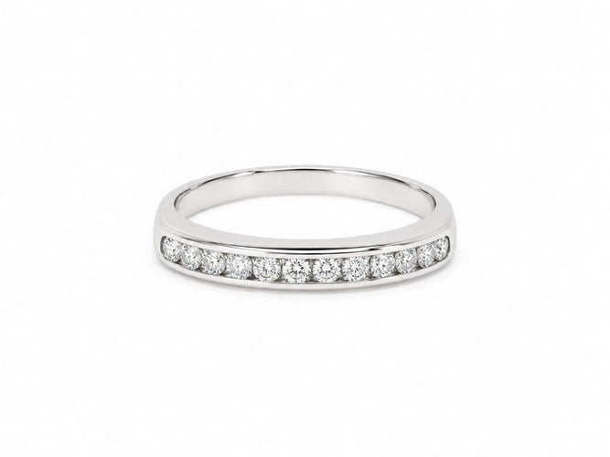 Bague 54.5 Demi-alliance en or blanc 18 carats avec diamants, 0,24 ct, taille 54,5 58 Facettes 33872