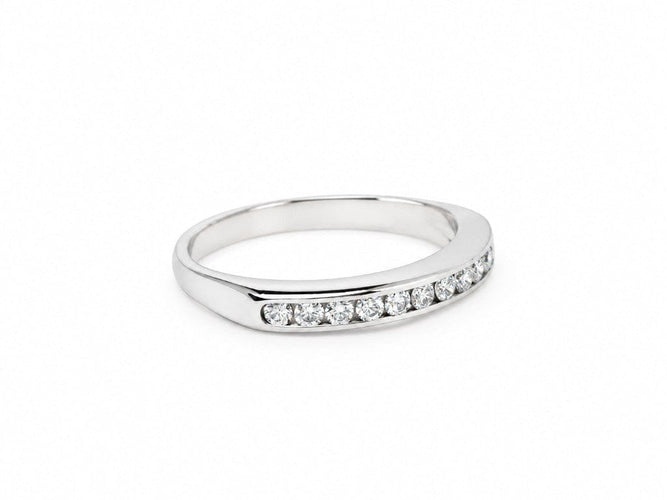 Bague 54.5 Demi-alliance en or blanc 18 carats avec diamants, 0,24 ct, taille 54,5 58 Facettes 33872