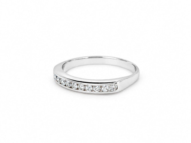 Bague 54.5 Demi-alliance en or blanc 18 carats avec diamants, 0,24 ct, taille 54,5 58 Facettes 33872