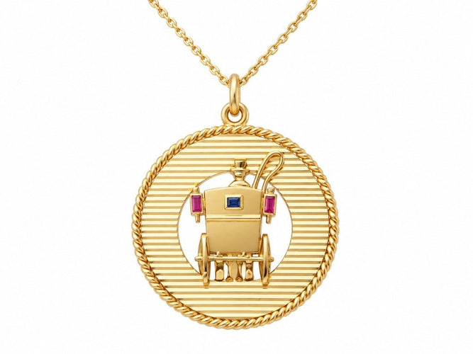 Pendentif Mellerio Paris - Pendentif ancien en or jaune 18 carats, fiacre, 33 mm 58 Facettes 33887
